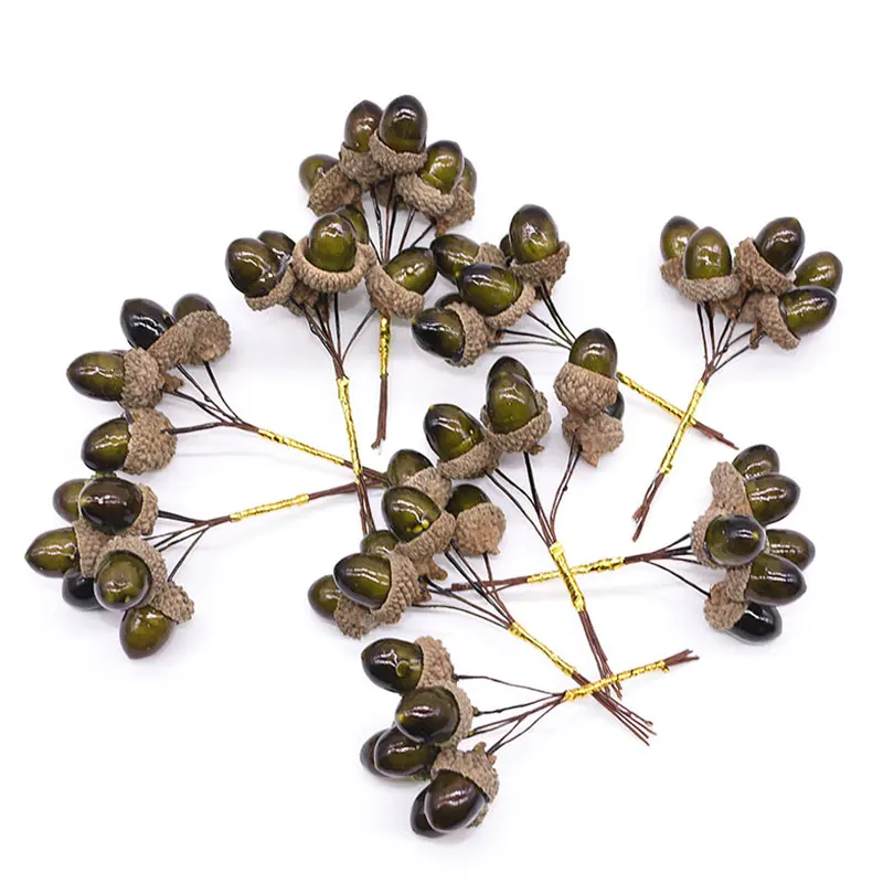 12/24pcs Artificial Fruits Acorns Mini Foam Fake Nuts Pine Cones Vegetables Berry Flowers For Wedding Christmas Tree Decoration