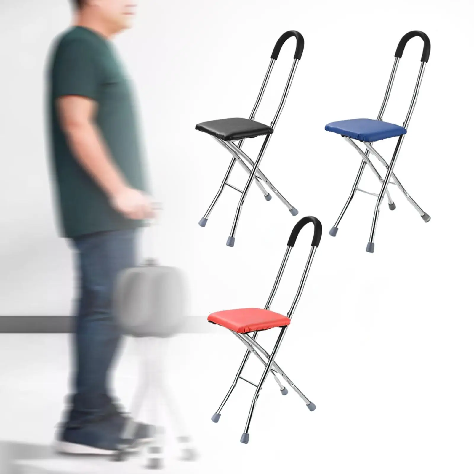 Walking Cane with Chair Lightweight Foldable Chair for Family Elderly Hiking - view 6