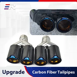 ER Carbon Fiber Exhaust Dual Tips Muffler Nozzle Upgrade burnt blue car exhaust pipe modify