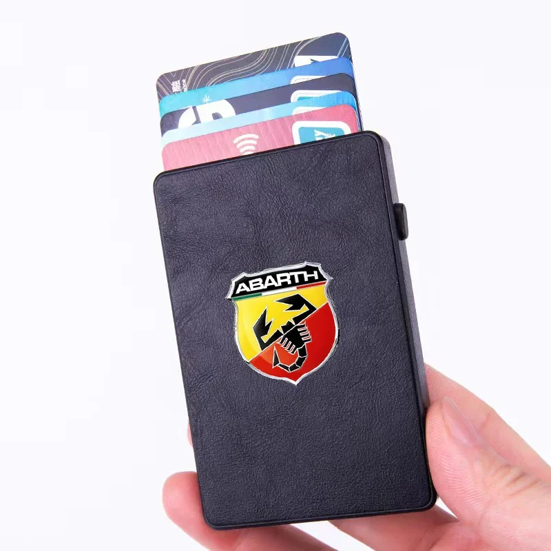 RFID Anti-theft Carbon Fiber luxury Card Holder Bank Credit Smart Pop Up Wallet For Abarth 500 595 500C abarth 500 124 spider