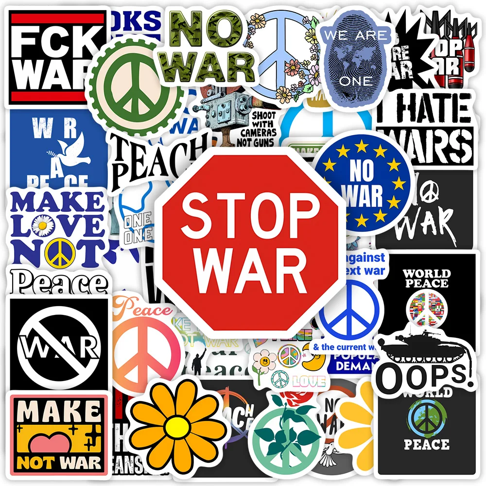 Anti War Stickers Stop War Peace Love Dove Hippie DIY LOGO Sketch Gift Phone Laptop Scrapbooking Waterproof Stickers