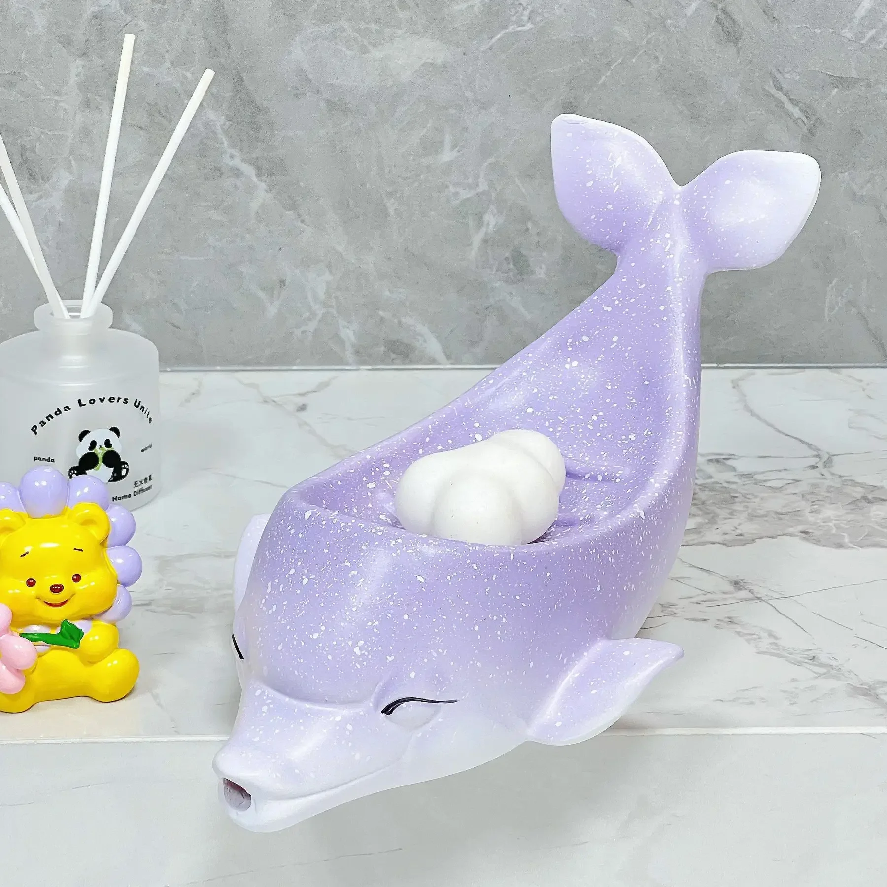 

Dolphin Soap Box Ceramic Drain Creative Household Toilet Soap Storage Shelf High-end Soap Dish No Water