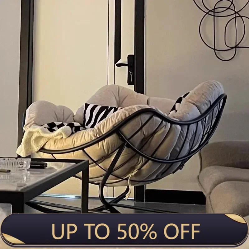 Outdoor Rocking Chair Wicker Egg Chair Lazy Sofa Bird Nest Hanging Seat Padded Cushion Patio Balcony Living Room Furniture