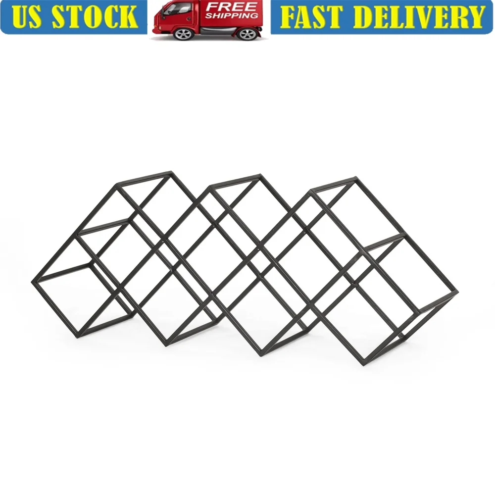 

Tabletop Metal Wine Rack 7 Bottles Modern Industrial Geometric Design Durable Iron Frame No Assembly Required Home Decor