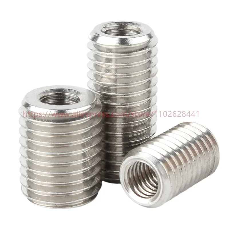 2/ 5pcs Inside Outside Thread Adapter Screw Nuts Insert Sleeve Converter Nut Coupler M2 M3 M4 M5 M6- M12 M20 304 Stainless Steel