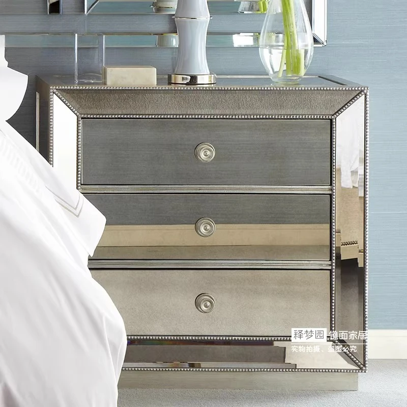 Bedside table Locker Mirror furniture European simple neoclassical corner cabinet F1388