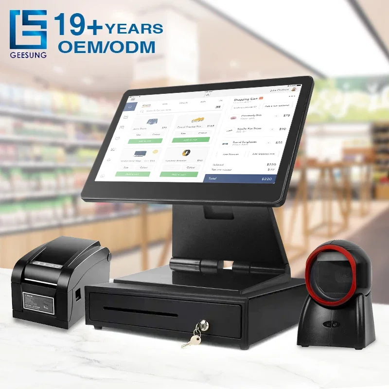 Direct Dactory Wholesale 15.6inch All In One Touch Screen Pos System Cash Register Pos Terminal System For Retail Shop