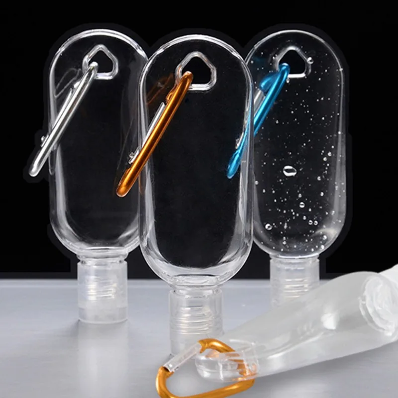 

1-10 шт. пустой дезинфицирующее средство для рук, дорожный держатель для бутылок, крючок, брелок-переноски, откидная крышка, многоразовые портативные пустые бутылки 30 мл 50 мл