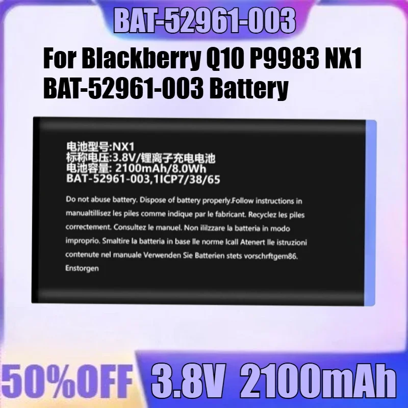SWZY New BAT-52961-003 3.8V 2100mAh High Quality Battery for Blackberry Q10 P9983 NX1 BAT-52961-003 Battery 2100mAh