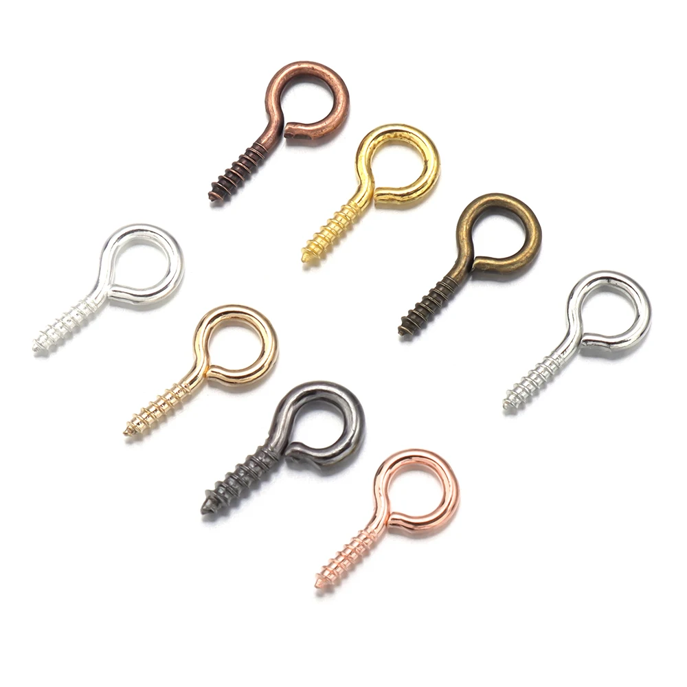 200Pcs Metal Small Tiny Eye Pins Eyepins Hooks Eyelets Screw Threaded Clasps Hooks For Jewelry Makling Findings Wholesale