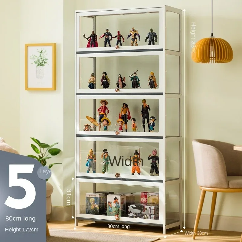 Display Cabinet for Figures Acrylic Transparent Dustproof Display Case Living Room Storage Box Commodity Shelf Bookcase Shelving