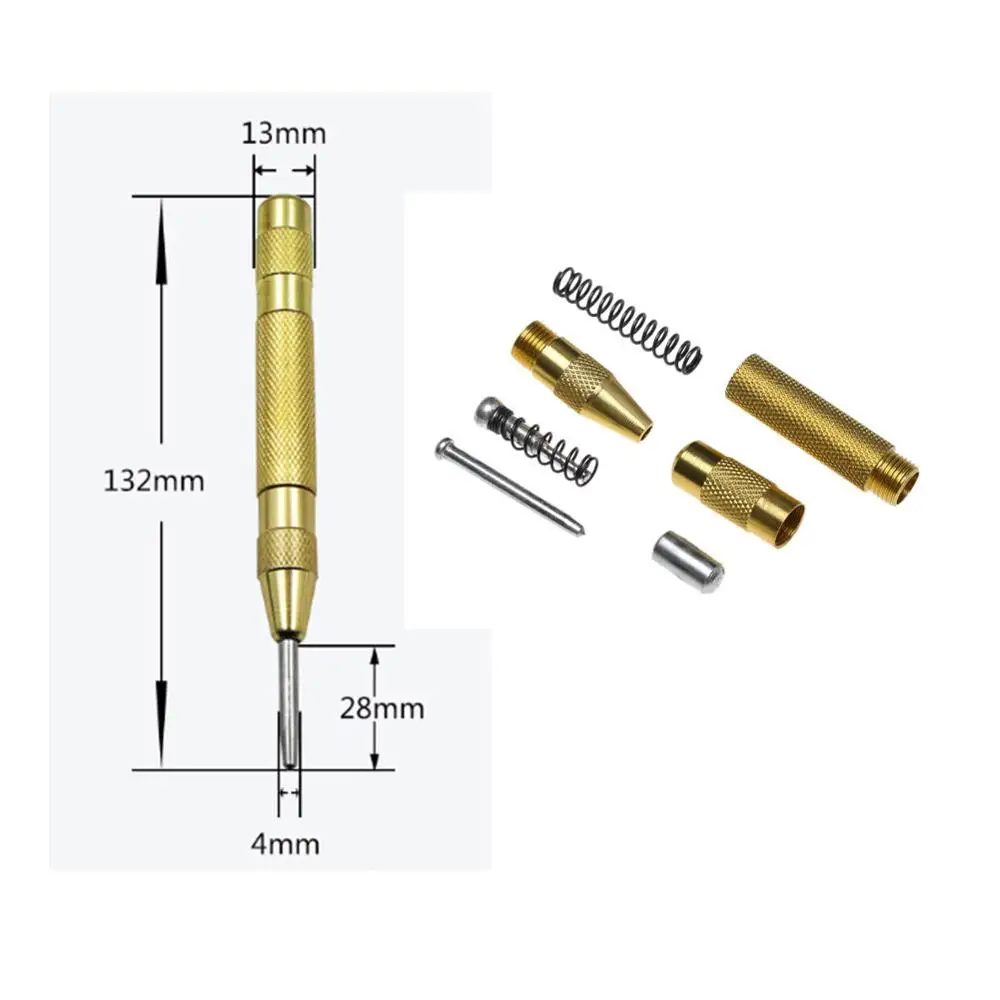 Pasador central automático de 5 pulgadas, herramienta de perforación con resorte, marca de hendidura de madera, broca para carpintería, novedad