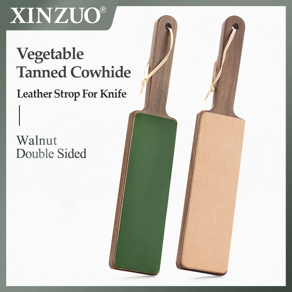 

XINZUO New Arrival 1PC Walnut Double Sided Leather Strop For Knife Vegetable Tanned Cowhide Professional Sharpening Tools