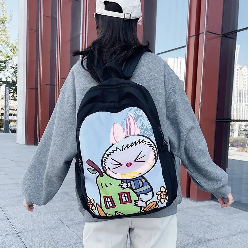 

MINISO women ins Fashion Student Backpack Cartoon Campus for 12labu Backpack Boys and Girls New Cute Schoolbag