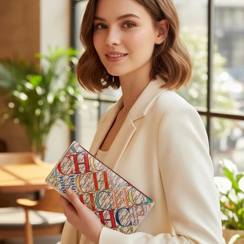 CH-tarjetero de marca de lujo a la moda, capa multitarjeta, Material de alta calidad con cremallera, cartera exquisita de nueva tendencia 2025