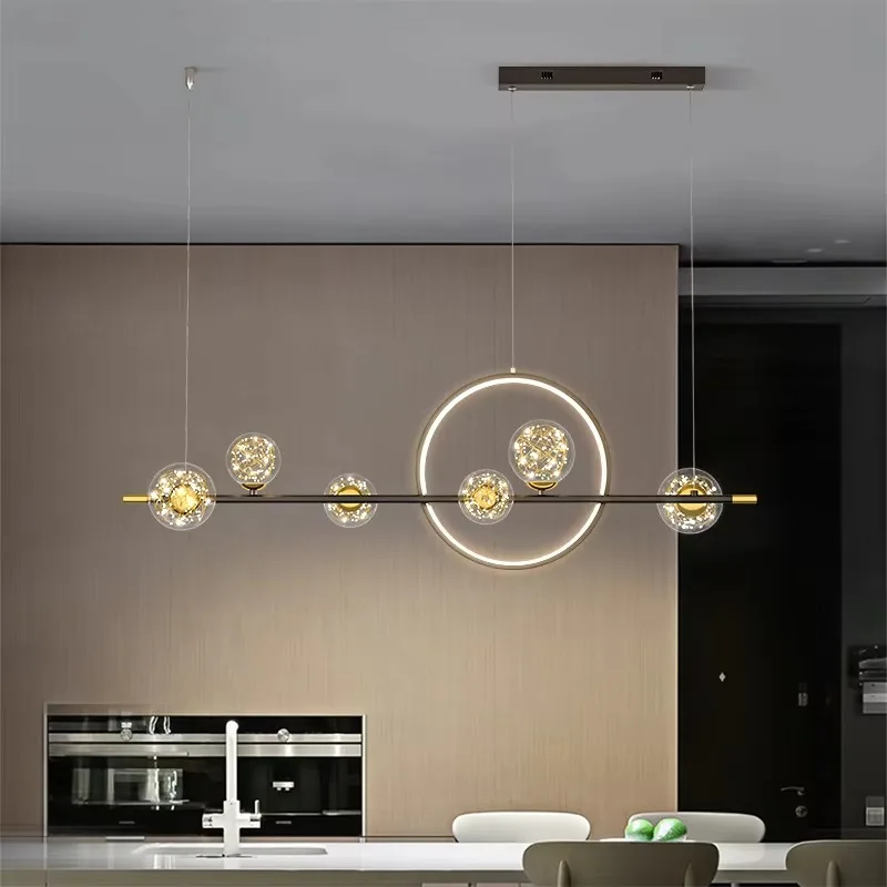 Light luxury restaurant chandelier, modern simple magic bean starry sky, personalized bar, LED strip light