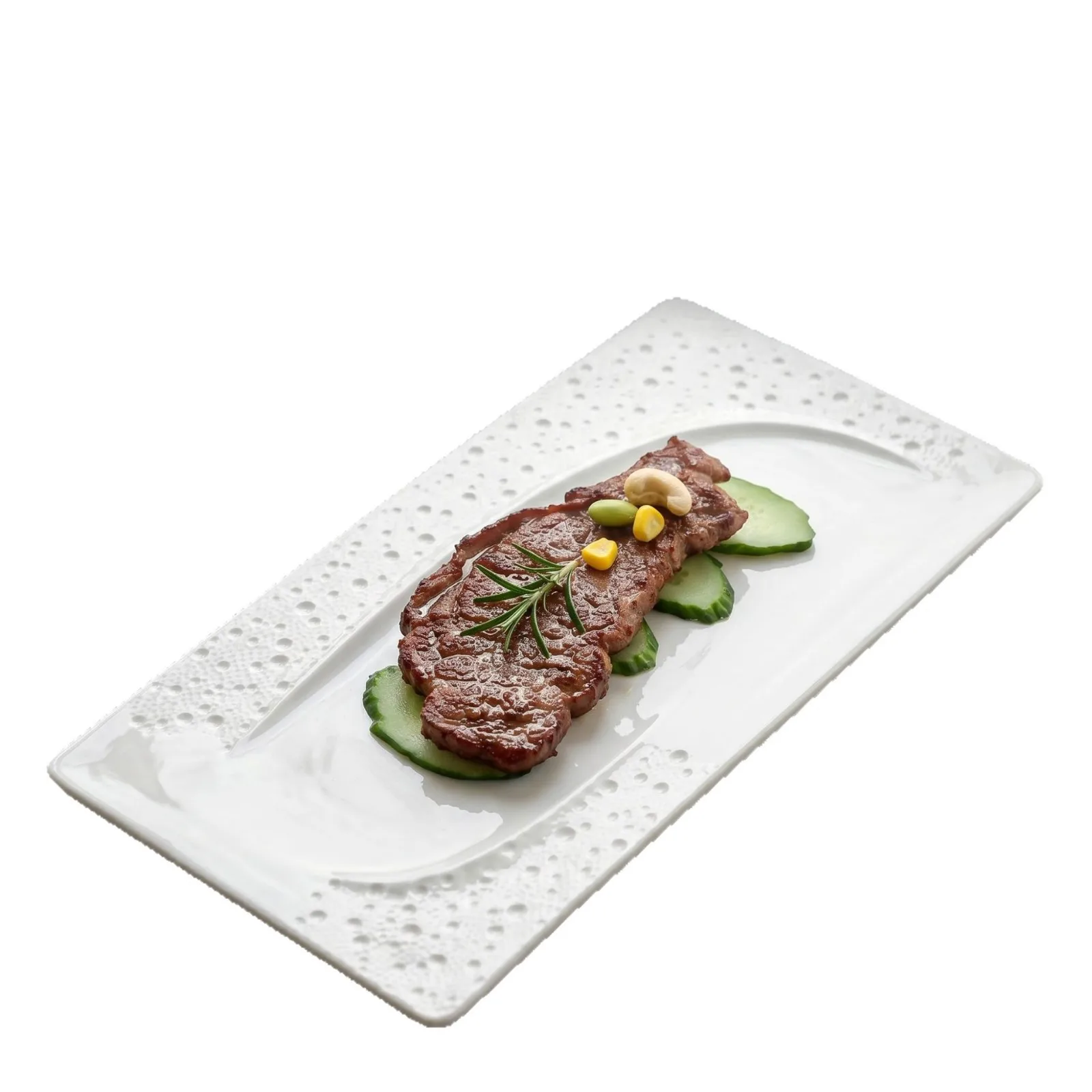 LLMM rectangular plate ceramic western food steak high-end restaurant commercial