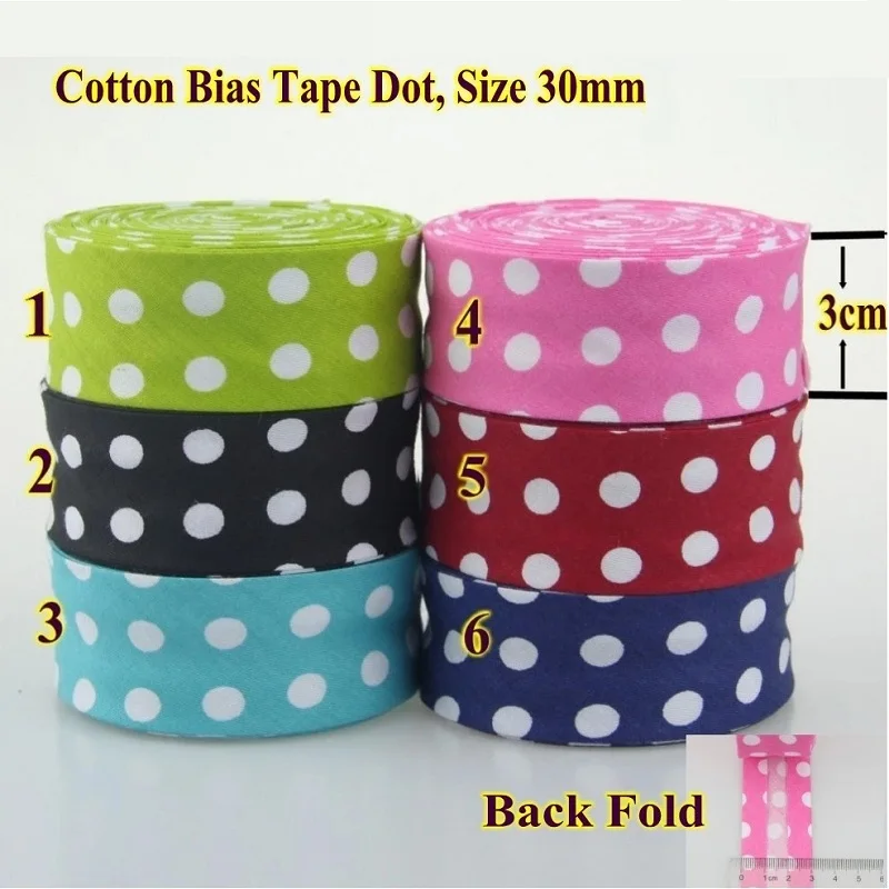 30mm x 5meters Cotton Bias Binding Tape Size solid color DIY handmade sewing material Cloth Bias Tape