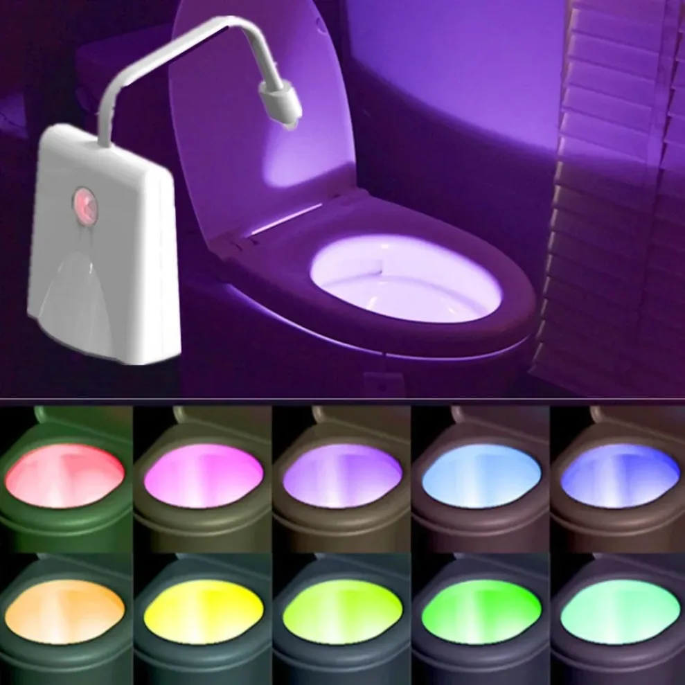 Smart Pir Motion Sensor Wc Bril Nachtlampje 10 Kleuren Led Waterdichte Achtergrondverlichting Voor Toiletpot Lamp 500Mah Wc Wc Licht