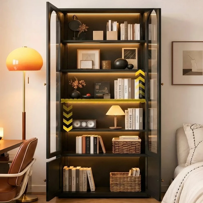 Living Room Luxury Bookcases Corner Library Storage Perfume Display Wooden Bookshelf Glass Door Tall Estanteria Room Furniture