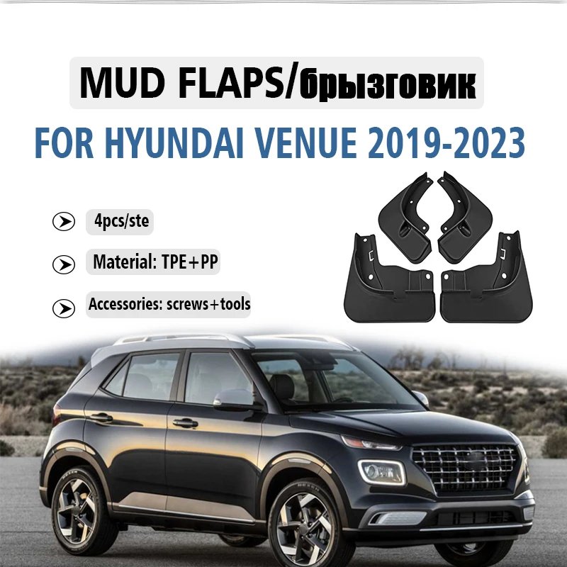 

Front Rear 4pcs FOR Hyundai VENUE 2019 2020 2021 2022 2023 2024 Mud Flap Guards Splash Mudflaps Mudguard Fender Car Accessories