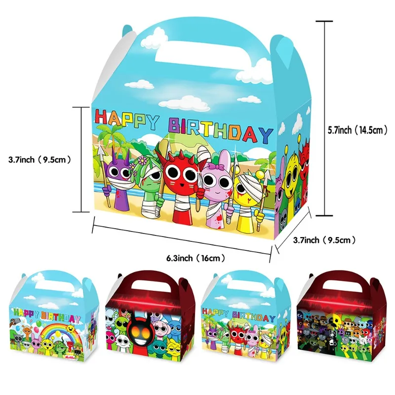 Nieuwe Sprunki Bonbondoos Kinderen Verjaardag Decoratie Spel Thema Papieren Dozen Cake Cookie Goody Bags Jongen Meisje Feestartikelen Geschenktasje