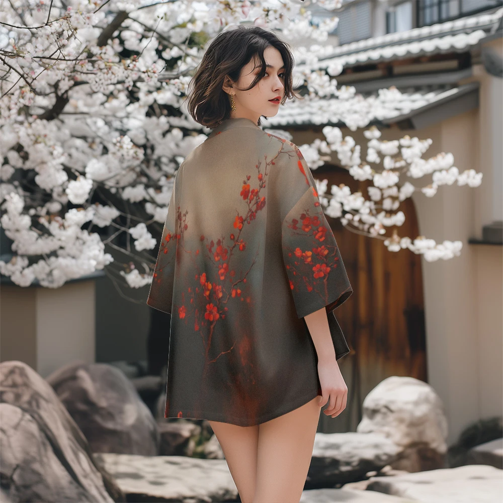 Only Beautiful Sakura Japanese Kimono Casual Fashion Kimono Loose Breathable Comfortable Unisex Fashion Japanese Kimono Neutral