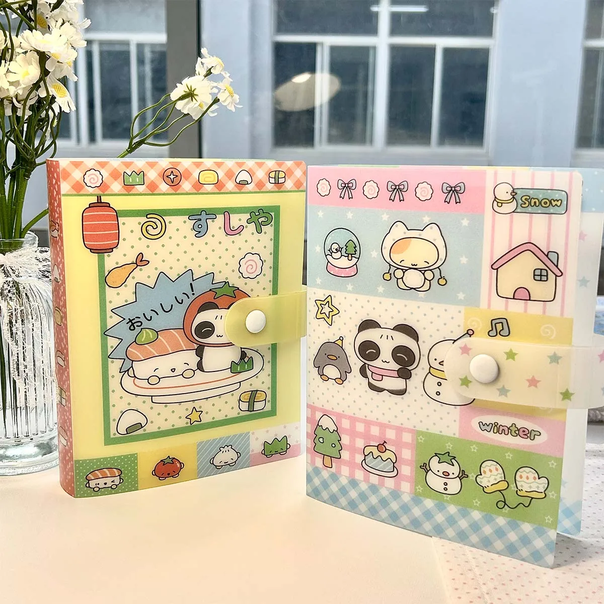 A6 Stitched Storage Album Kawaii Panda Theme Folder Cute Sticker Storage 40 Pages for Scrapbooking Material Storage