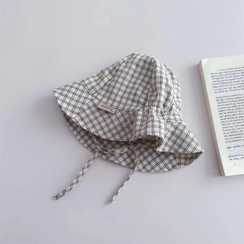 

New Striped Lacing Baby Sun Hat Casual Solid color Fisherman's Cap Bucket Hat Cotton Children Infant Caps Kid Boy Girl