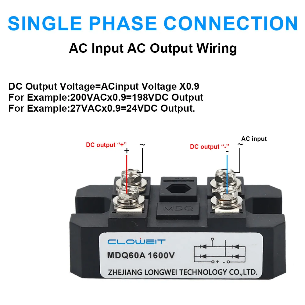 Volt Silicon Single 1 Phase Diode Metal Case Bridge Rectifier MDQ 100A Amp 1600V Single Phase Rectifier Bridge Module