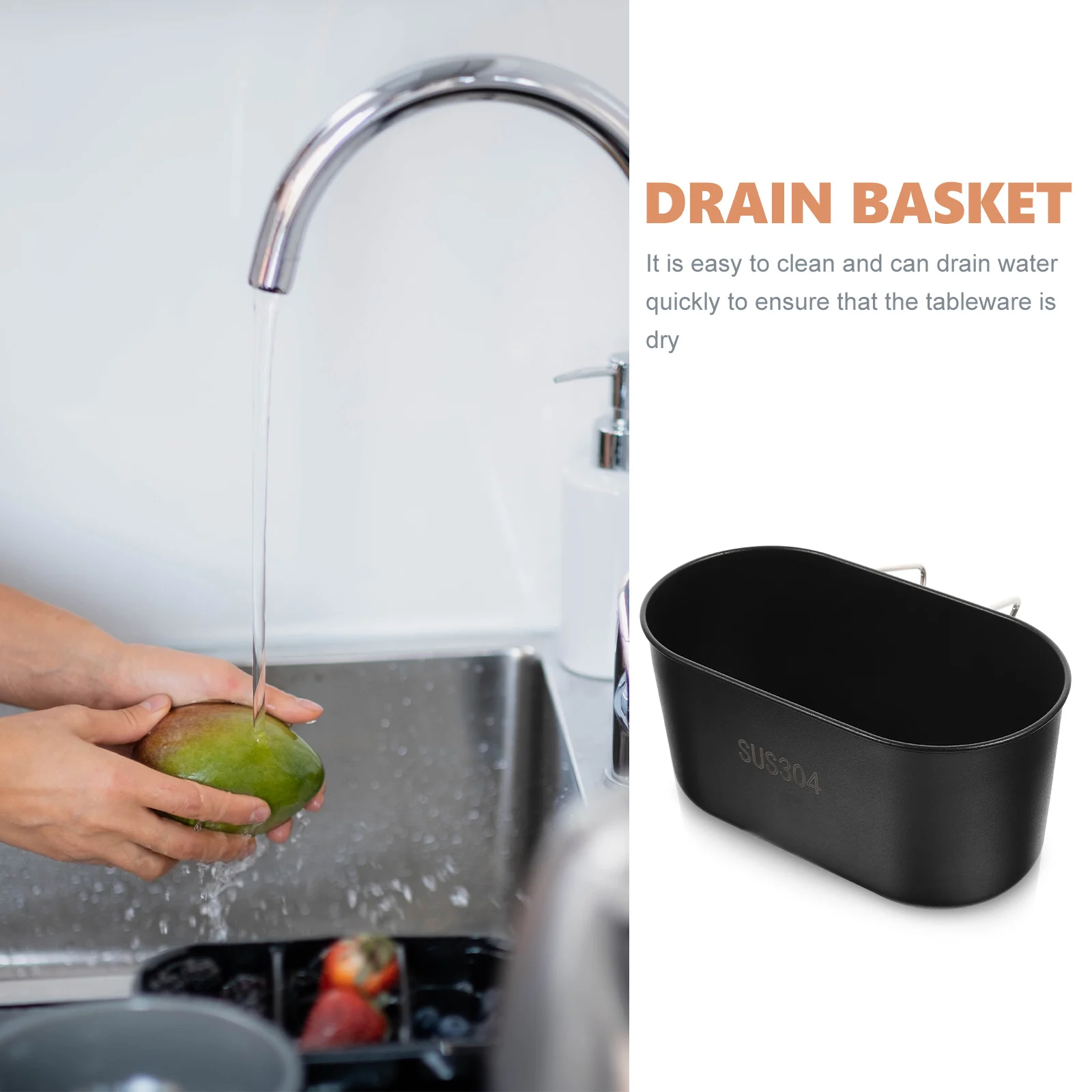 

Vegetable Sink Drain Basket 304 Stainless Steel Wear Resistant Compact Strainer Kitchen Household Automatic Storage Multi