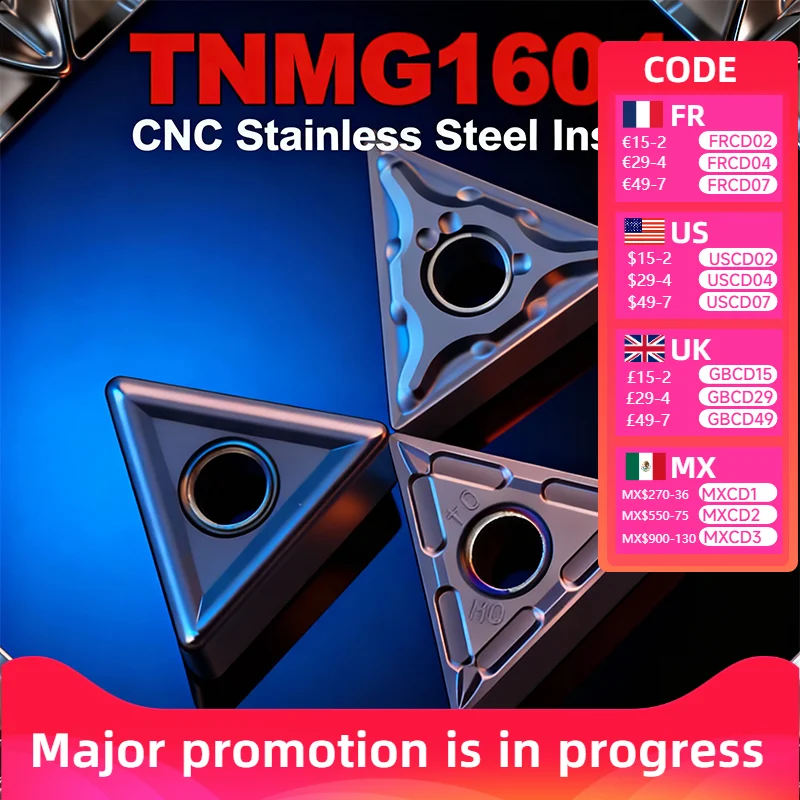 

TNMG160404 TNMG160408 TNMG160412 Carbide Insert for MTJNR/L External Turning Tool TNMG Cutter CNC Lathe Blade Stainless Steel
