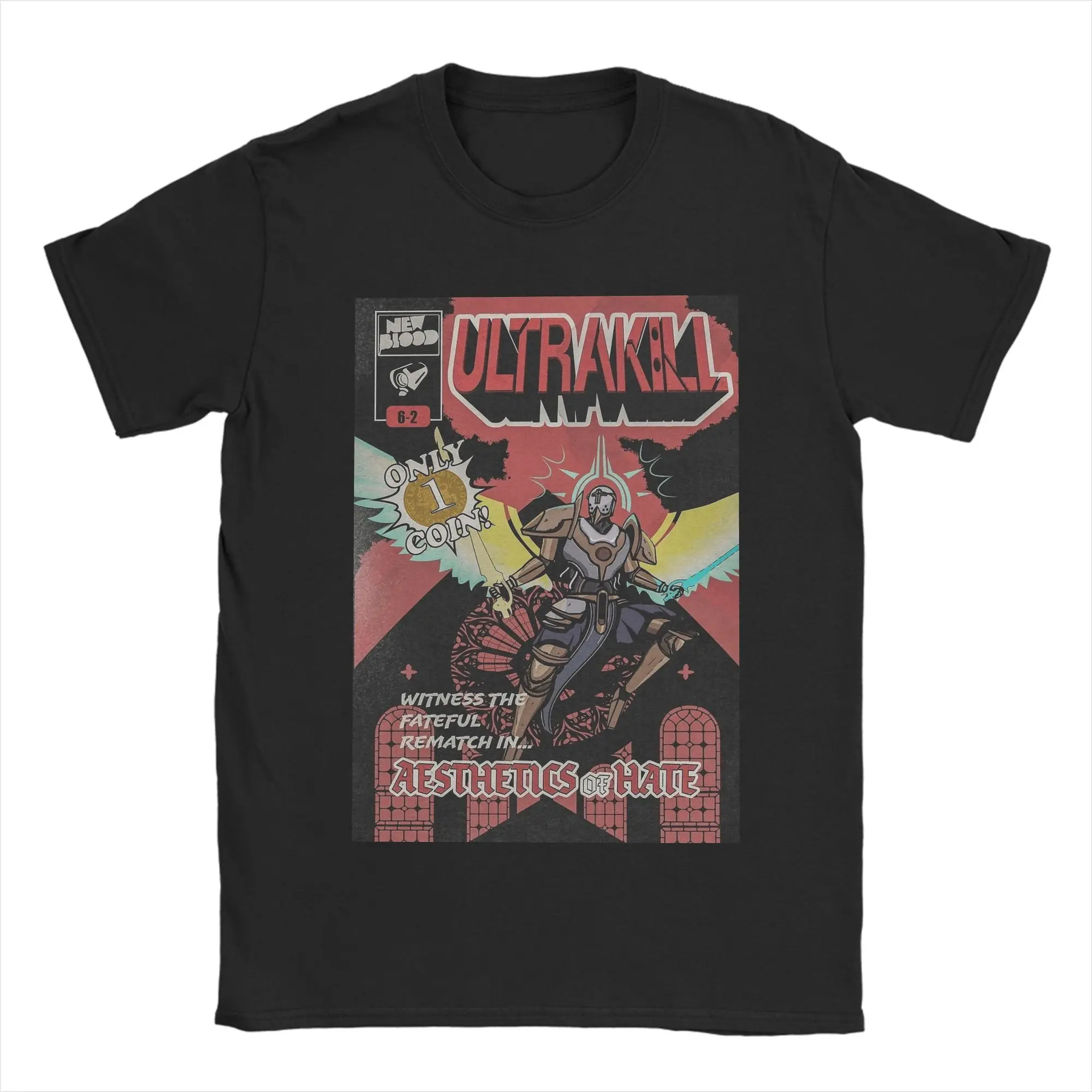 Ultrakill ACT II Gabriel Fight T Shirts Men Pure Cotton Vintage T-Shirt Crew Neck  Tee Shirt Short Sleeve Clothes Summer