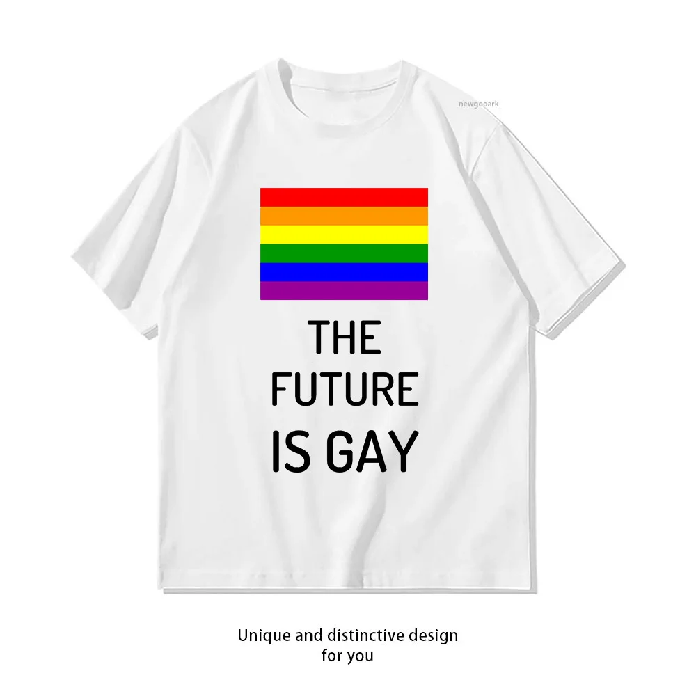 THE FUTURE IS GAY LGBT PRIDE FLAG T-Shirt woman man summer cotton graphic t shirts Adult streetwear camisetas tee Short-sleev