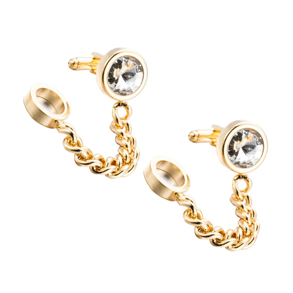 

1Pair Crystal Golden Cuff Links Durable Lightweight Business Occasion Shirt Accessories Male Jewelry Gift Cuff Links