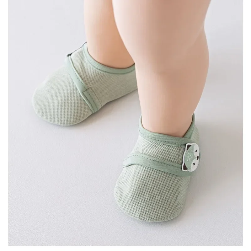 رقيقة الأطفال الطابق الجوارب الرضع المضادة للانزلاق منصة سوليد حذاء طفل صغير المنزل داخلي بلون تنفس الطفل الجوارب غطاء #5