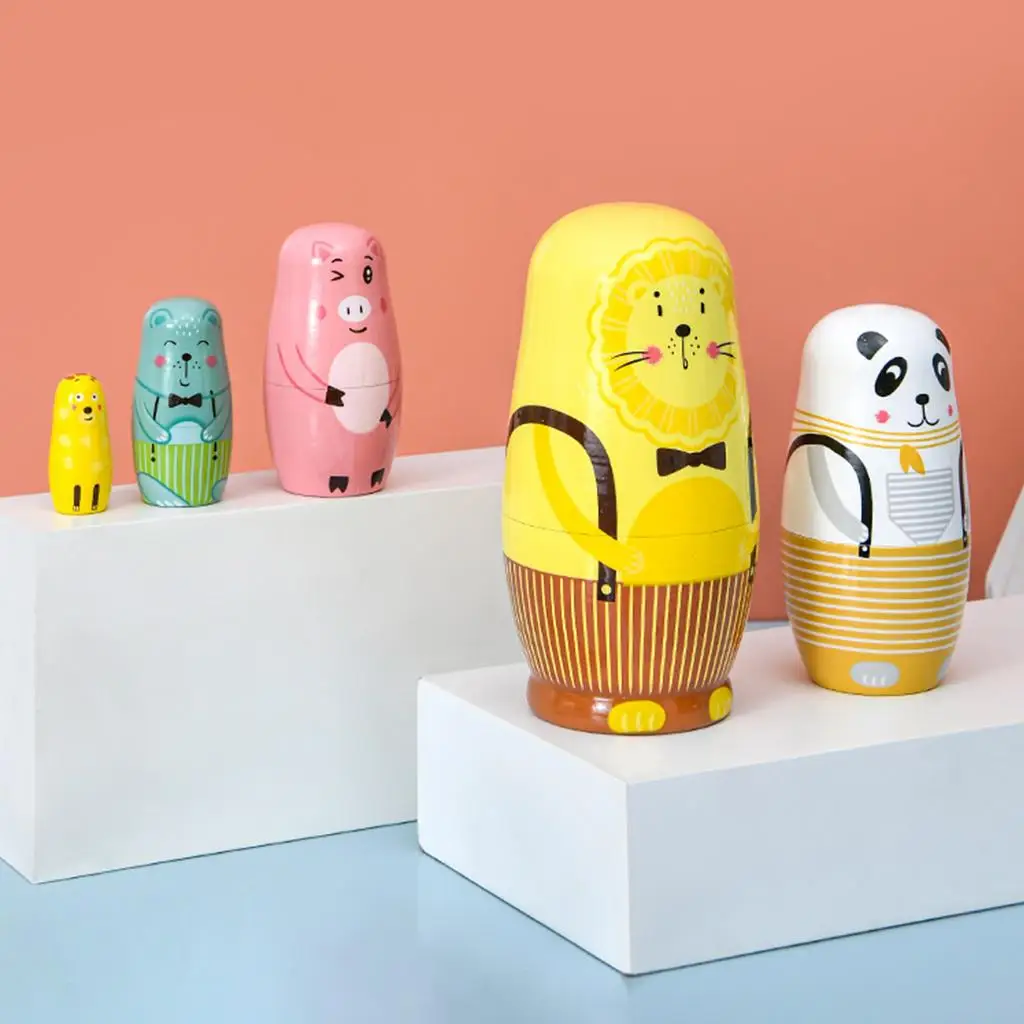 5 pçs bonecas de nidificação artesanal matryoshka bonecas de madeira n bonecas para ornamentos crianças presentes presente de natal