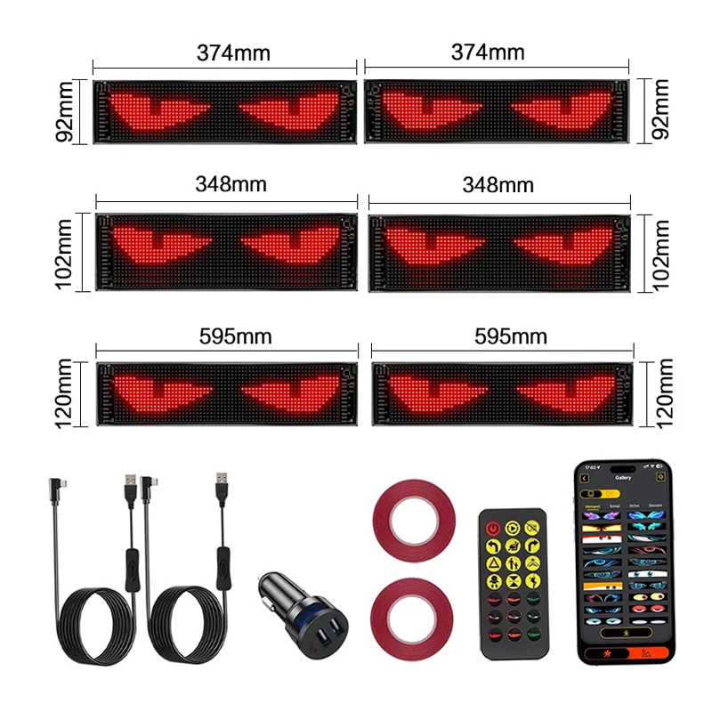 

Devil's Eye Truck Windshield Remote Control Flexible Bluetooth Dynamic Led Eye Animation Display Smart Scrolling Message Soft