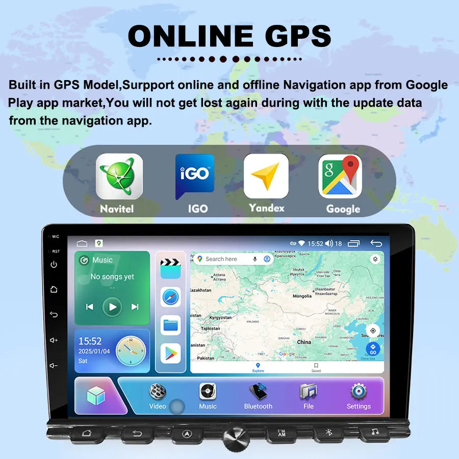 Android 10/12 Car Auto Radio 2DIn 7 9 10 Inch Multimedia Player with GPS WiFi 4G Keys For Nissan Hyundai Kia Toyota Honda Geely