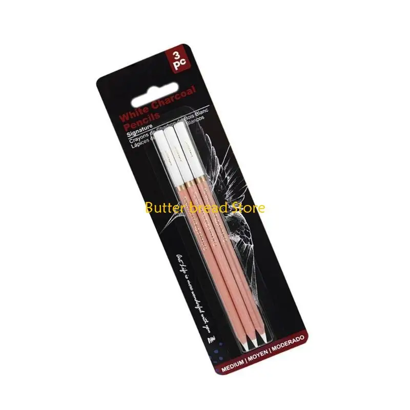 W89C 2/3/4x White Charcoal Pencils Highlight Pencil Drawing Pencils Highlight Pen
