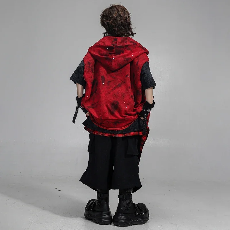 Jungen Hip Hop Tanzen Graffiti Mit Kapuze Weste Sweatshirt Street Dance Kurze Mädchen K-pop Kostüm Kinder Streetwear Kinder Kleidung Set
