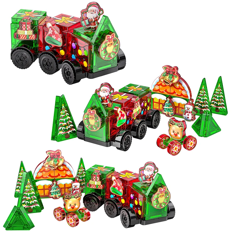 عيد الميلاد تقويم القدوم البلاط المغناطيسي 45 قطعة عيد الميلاد موضوع البلاط المغناطيسي بناء لعب للأطفال الجذعية تعلم هدايا عيد الميلاد