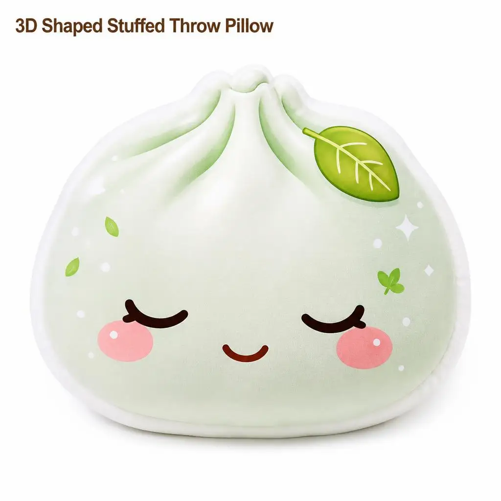 Dumpling Kawaii Food Leaf Cute Shaped Pillow Cushion Irregular Stuffed Throw Pillow Home Decor Gift Bedroom Sofa Decorative