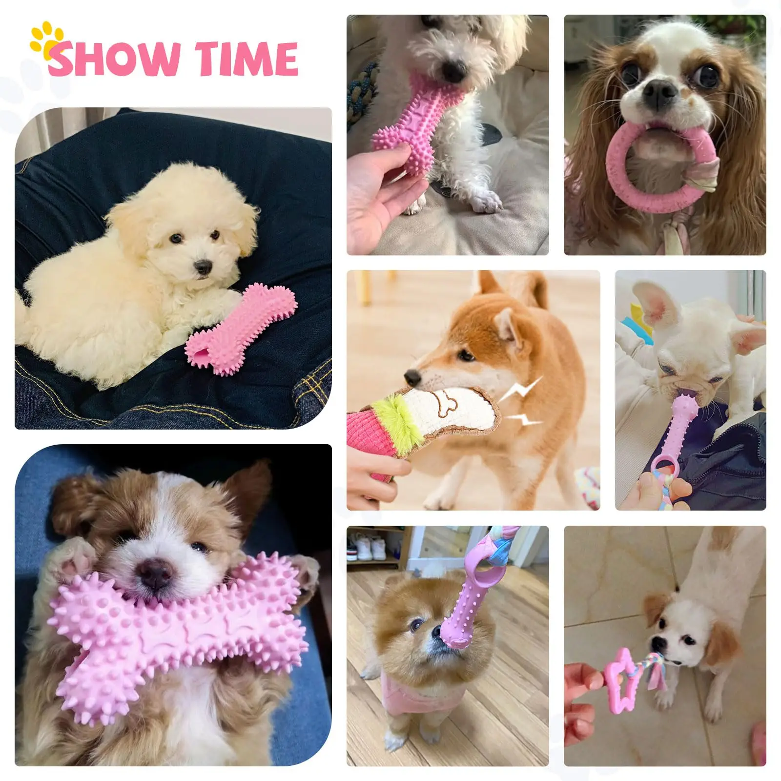 6-piece set of puppy teething toys, small dog chewing toys with ropes, cute soft rubber puppy toy set for cleaning teeth