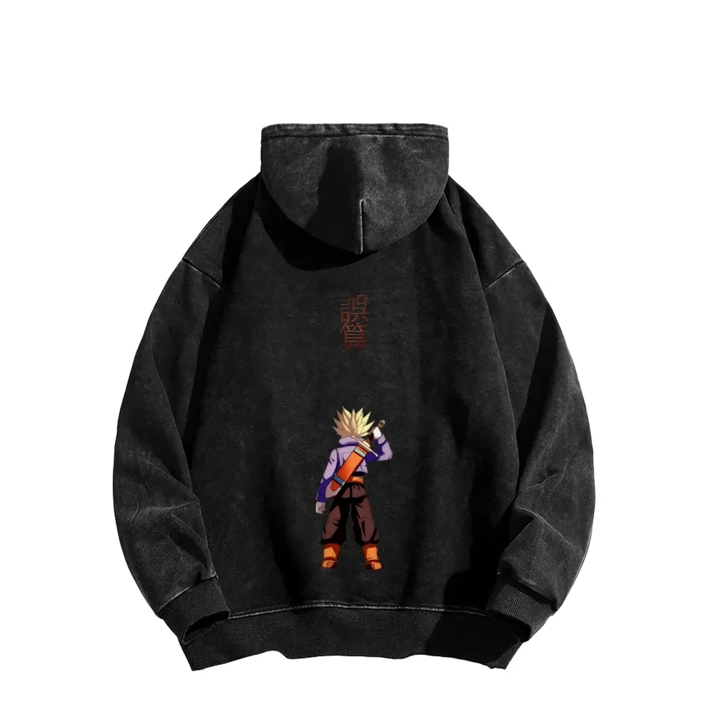 

2025 New Fashion Trunks Vintage Hoodie Dragon Ball Super Cotton Printed Wash Sweater Men's and Women's Same Style