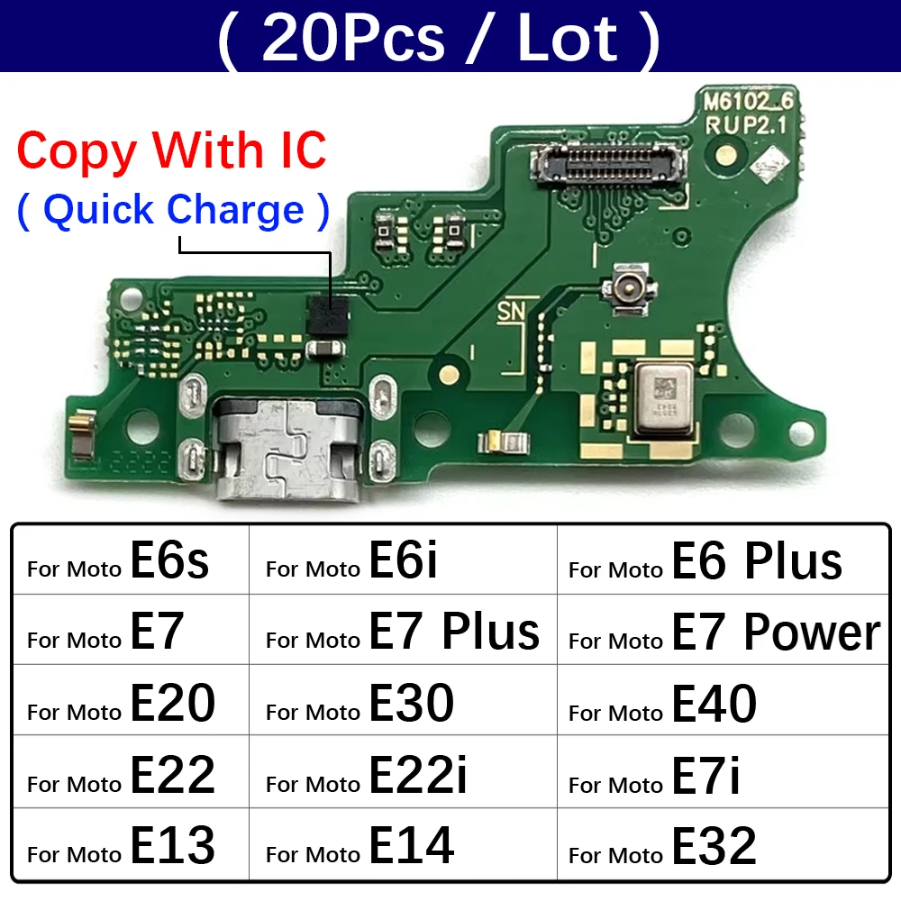 

20Pcs, USB Charging Port Micro Dock Connector Board Flex Cable For Moto E6i E7i E6s E20 E30 E22 E13 E14 E32 E5 E6 E7 Plus Play