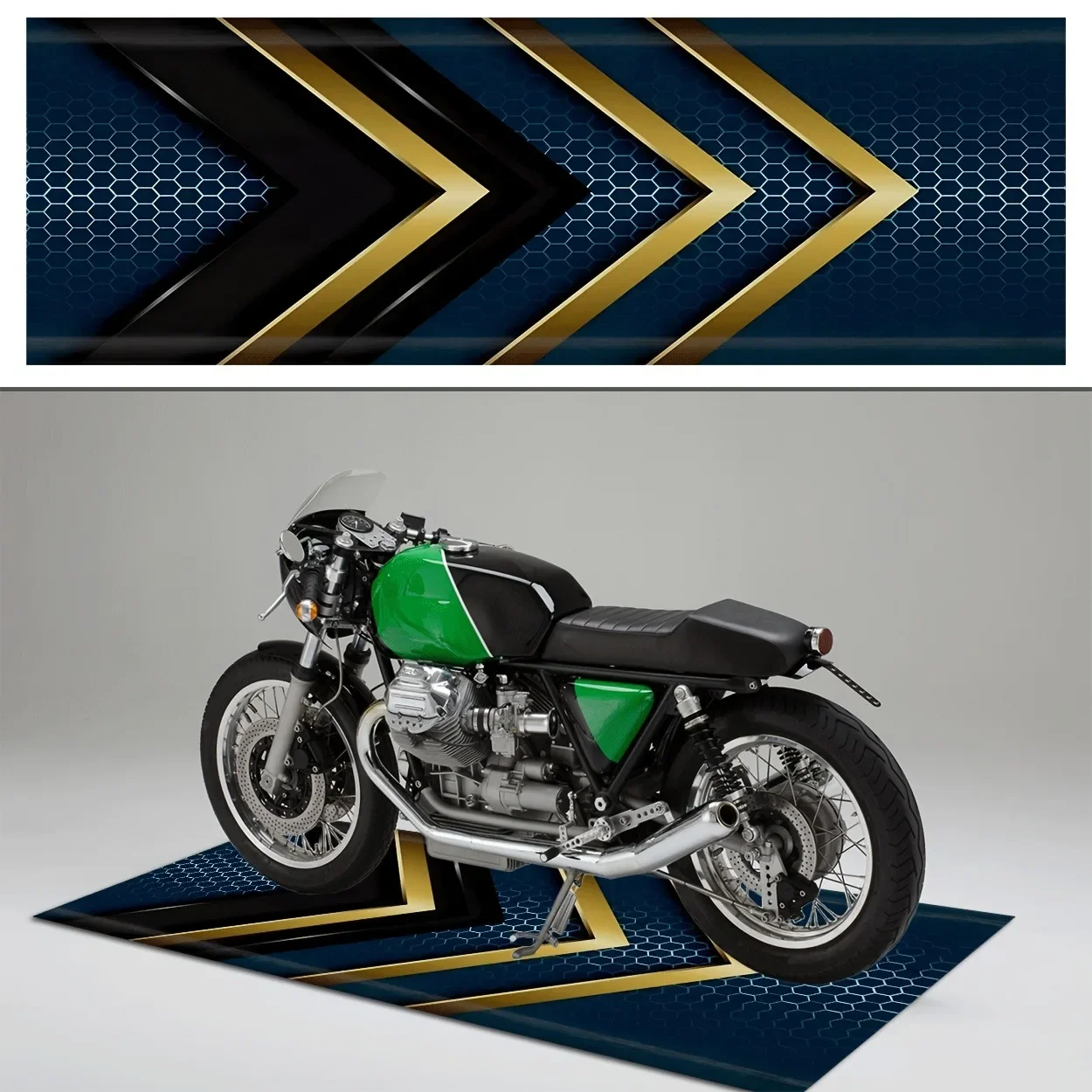 VIKAMA Premium Flannel Motorcycle Carpet, Motorcycle Floor Mat, Parking Mat, Oil-Proof, Anti-Slip, Stain-Proof, Home Decoration
