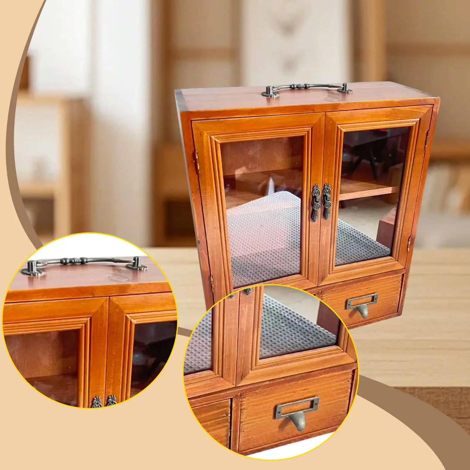 

Ретро шкаф для хранения, настольный органайзер, ящик, многофункциональная полка для хранения ремесел, туалетных принадлежностей, чайных чашек, домашней спальни