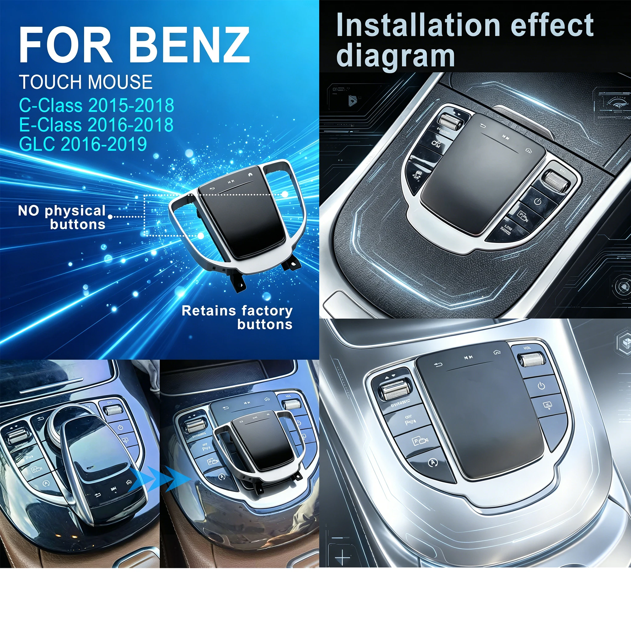 Image of Touchpad-Upgrade für Mercedes-Benz E / C-Klasse GLC 2015-2019: Neues Touch-Maus-Interieur-Zubehör für die Mittelkonsole mit Handschrift-Eingabe