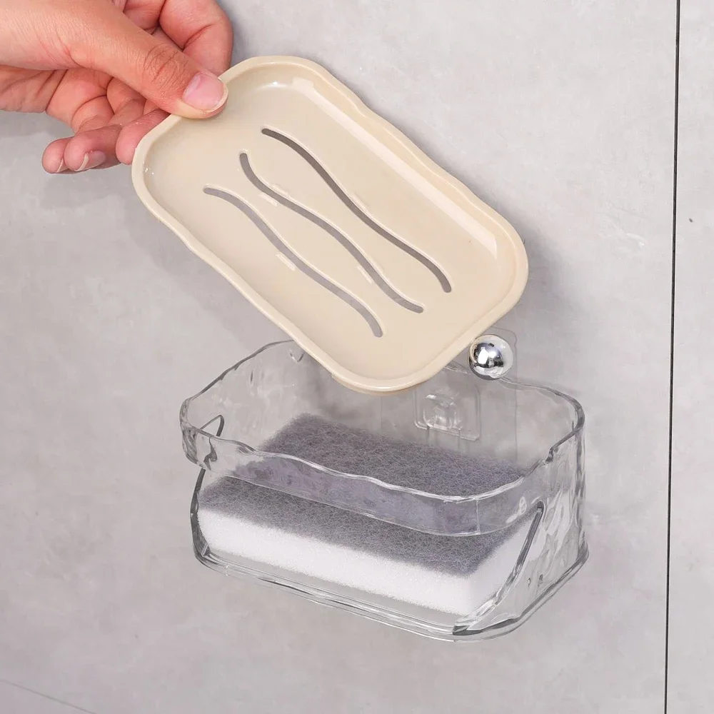 Double Layer Soap Holder Bathroom Draining Soap Box with Hook Portable Household Soap Box Kitchen Sponge Case Toilet Shower Tray